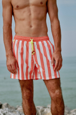 Man wearing a Screech swimsuit with elasticated belt Trawangan Coral Costa Nova