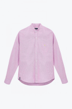 Chemise rayée rose col mao